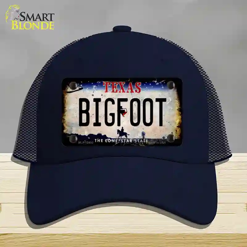 HAT16-MLP-12493 Bigfoot Texas Novelty License Plate Hat, Mesh - Navy