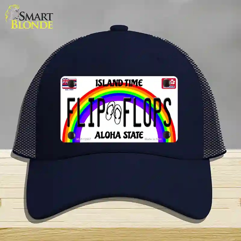 HAT16-MLP-12557 Flip Flops Hawaii Novelty License Plate Hat, Mesh - Navy