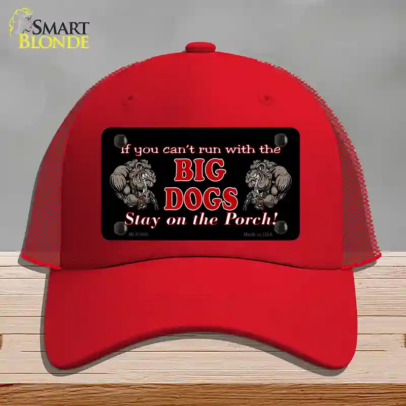 HAT17-MLP-006 Big Dogs Black Novelty License Plate Hat, Mesh - Red