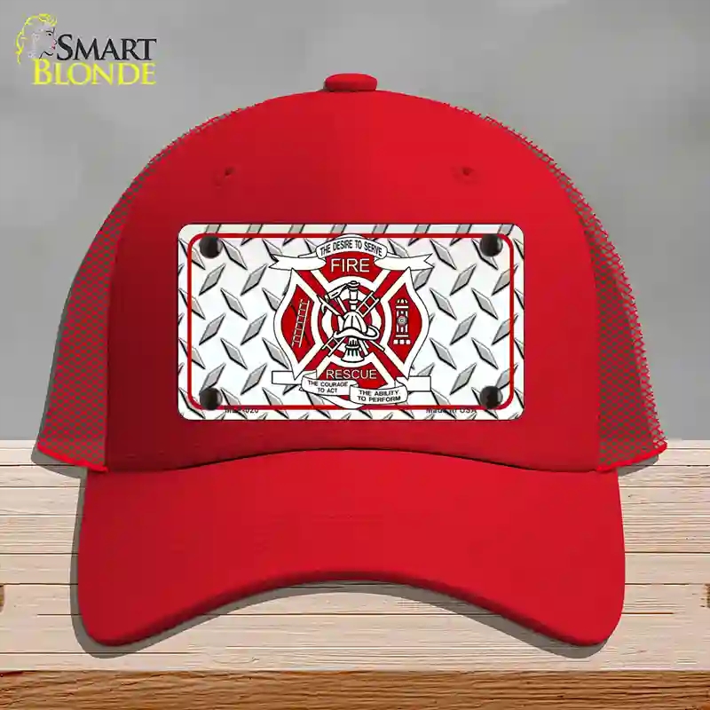 HAT17-MLP-020 Fire Fighter Rescue Novelty License Plate Hat, Mesh - Red