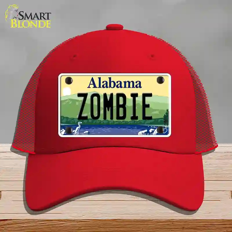 HAT17-MLP-10020 Zombie Alabama Novelty License Plate Hat, Mesh - Red