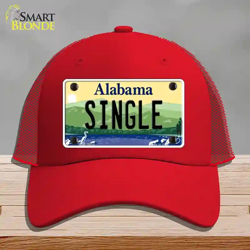 HAT17-MLP-10023 Single Alabama Novelty License Plate Hat, Mesh - Red