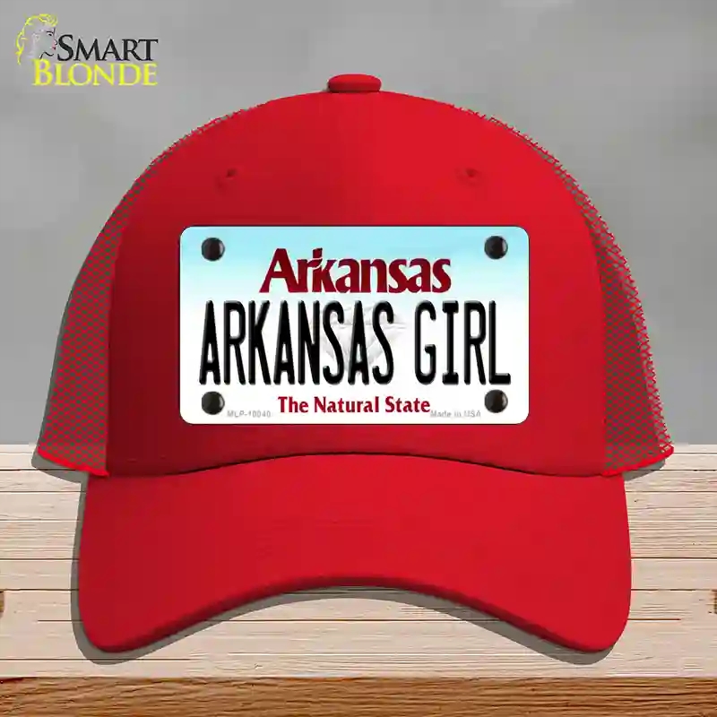 HAT17-MLP-10040 Arkansas Girl Novelty License Plate Hat, Mesh - Red