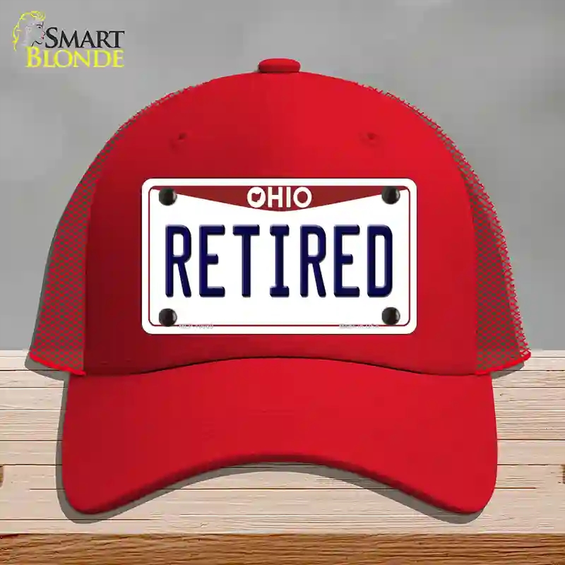 HAT17-MLP-10080 Retired Ohio Novelty License Plate Hat, Mesh - Red