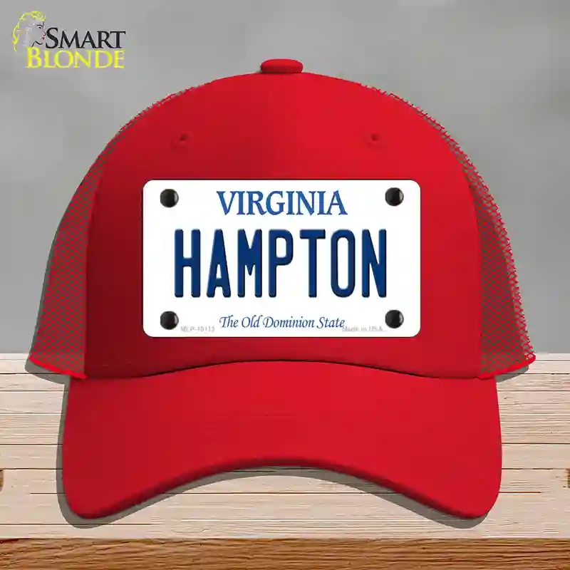HAT17-MLP-10112 Hampton Virginia Novelty License Plate Hat, Mesh - Red