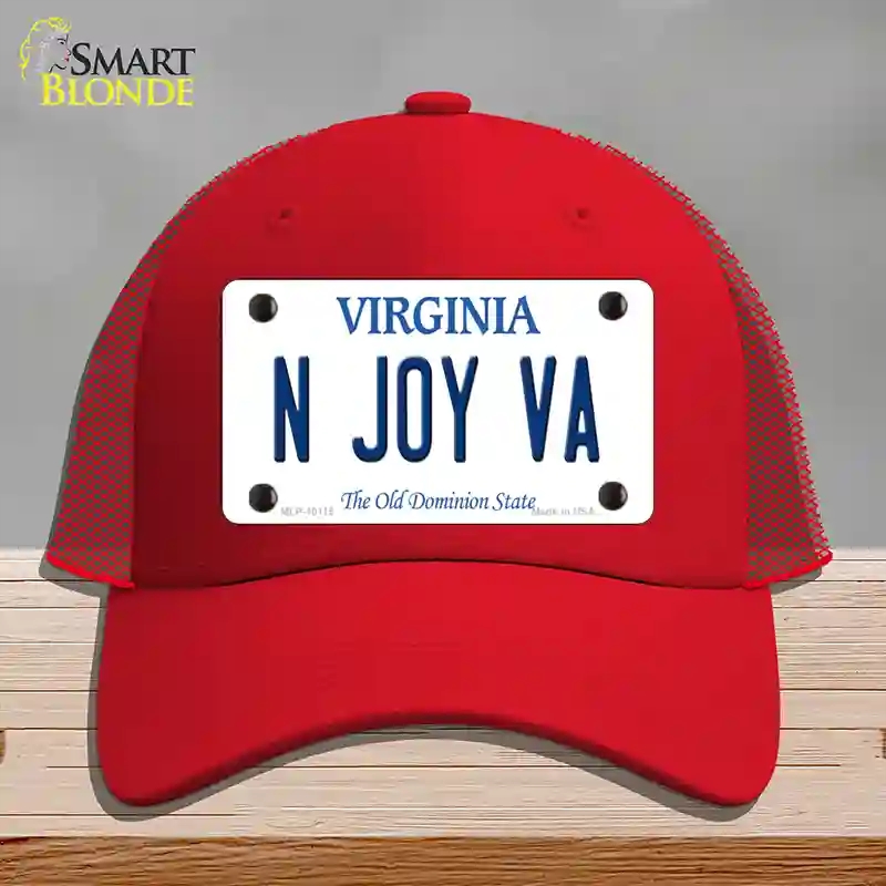 HAT17-MLP-10115 N Joy VA Virginia Novelty License Plate Hat, Mesh - Red