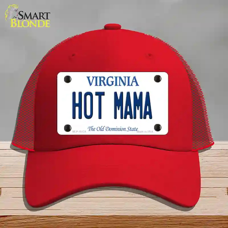 HAT17-MLP-10125 Hot Mama Virginia Novelty License Plate Hat, Mesh - Red