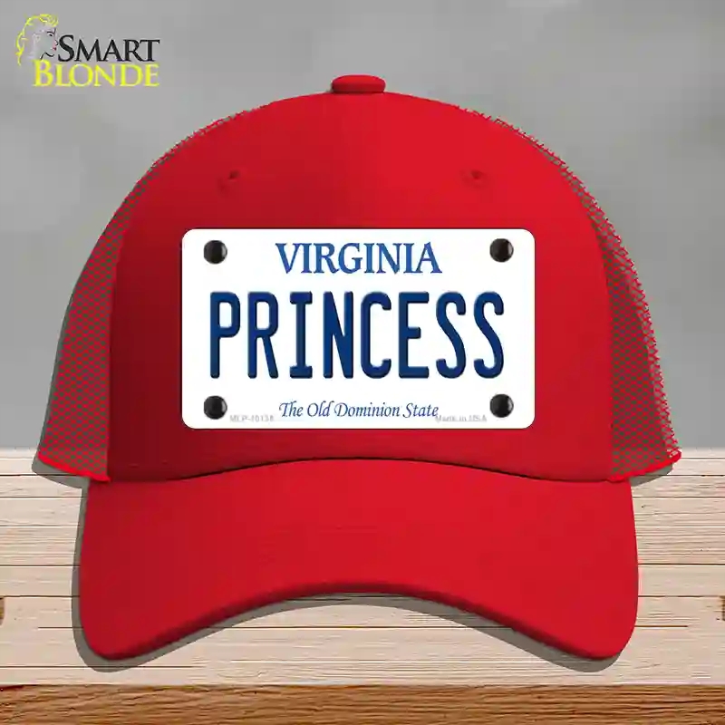 HAT17-MLP-10135 Princess Virginia Novelty License Plate Hat, Mesh - Red