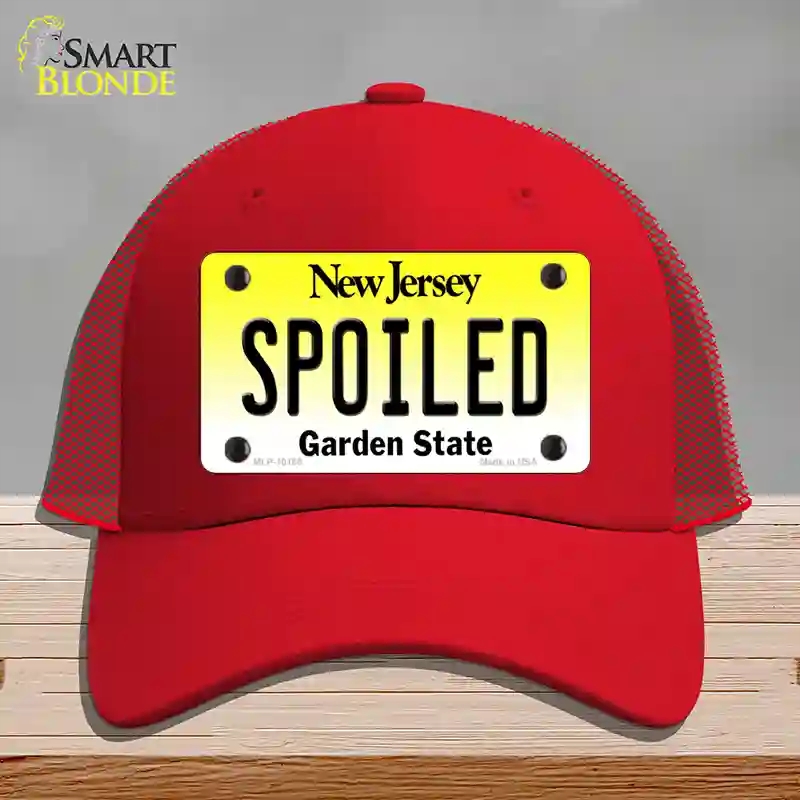 HAT17-MLP-10165 Spoiled   Jersey Novelty License Plate Hat, Mesh - Red