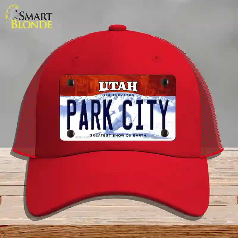 HAT17-MLP-10189 Park City Utah Novelty License Plate Hat, Mesh - Red