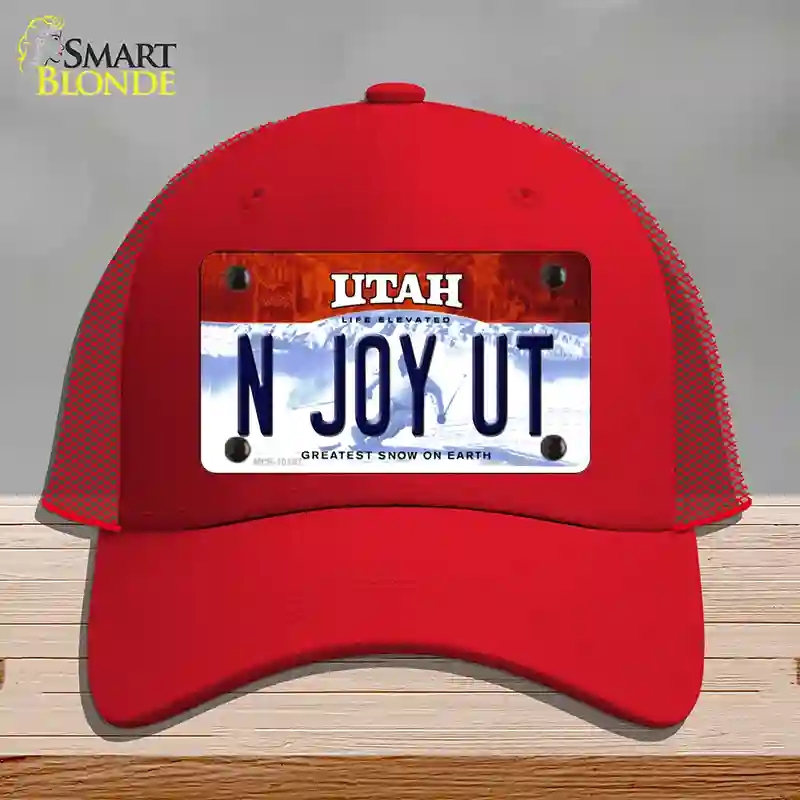 HAT17-MLP-10197 N Joy UT Utah Novelty License Plate Hat, Mesh - Red