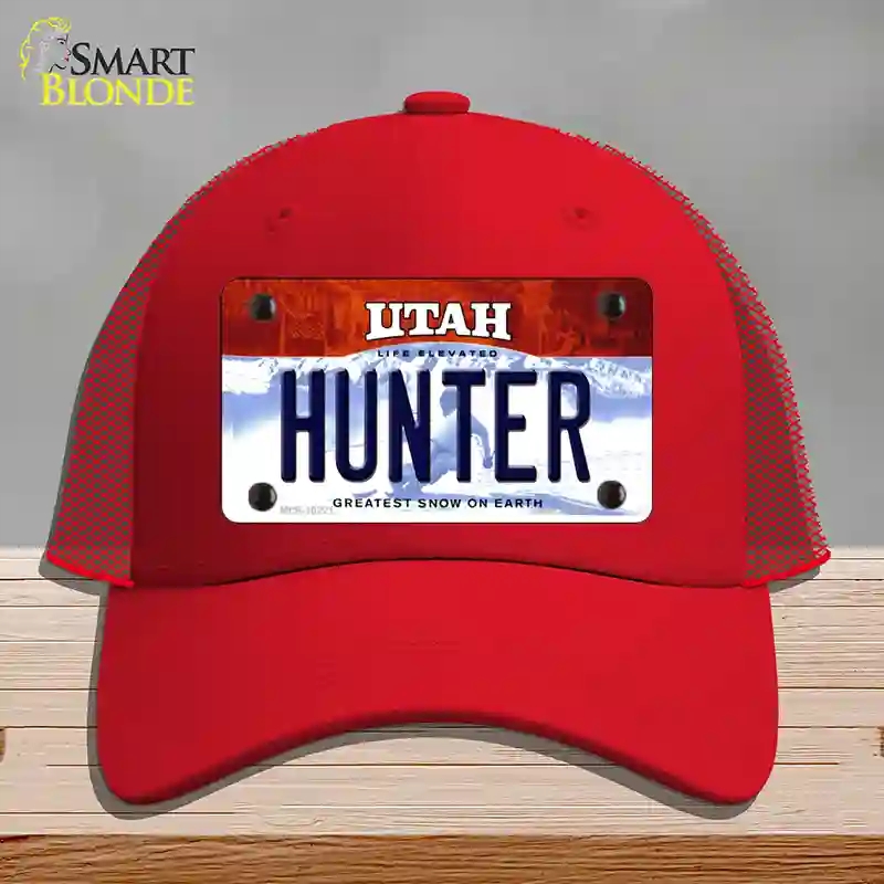 HAT17-MLP-10221 Hunter Utah Novelty License Plate Hat, Mesh - Red