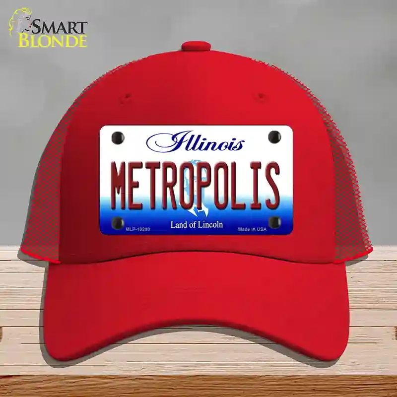 HAT17-MLP-10290 Metropolis Illinois Novelty License Plate Hat, Mesh - Red