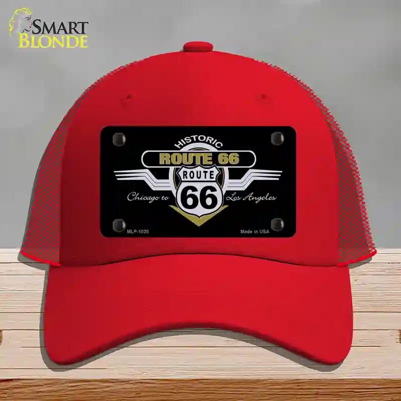 HAT17-MLP-1030 Route 66 Shield Wings Novelty License Plate Hat, Mesh - Red
