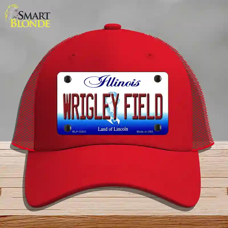 HAT17-MLP-10331 Wrigley Field Illinois Novelty License Plate Hat, Mesh - Red
