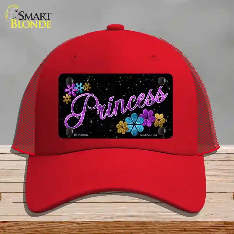 HAT17-MLP-10334 Princess Glitter Novelty License Plate Hat, Mesh - Red