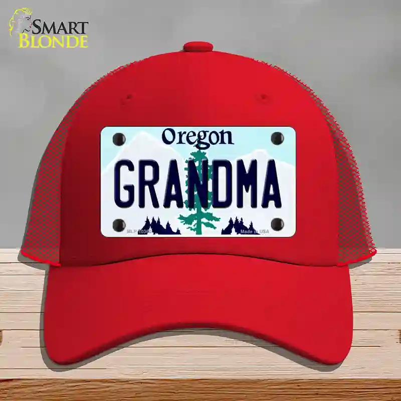 HAT17-MLP-10360 Grandma Oregon Novelty License Plate Hat, Mesh - Red
