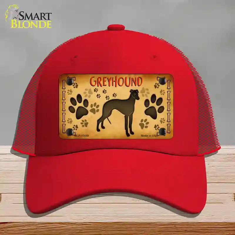 HAT17-MLP-10448 Greyhound Novelty License Plate Hat, Mesh - Red