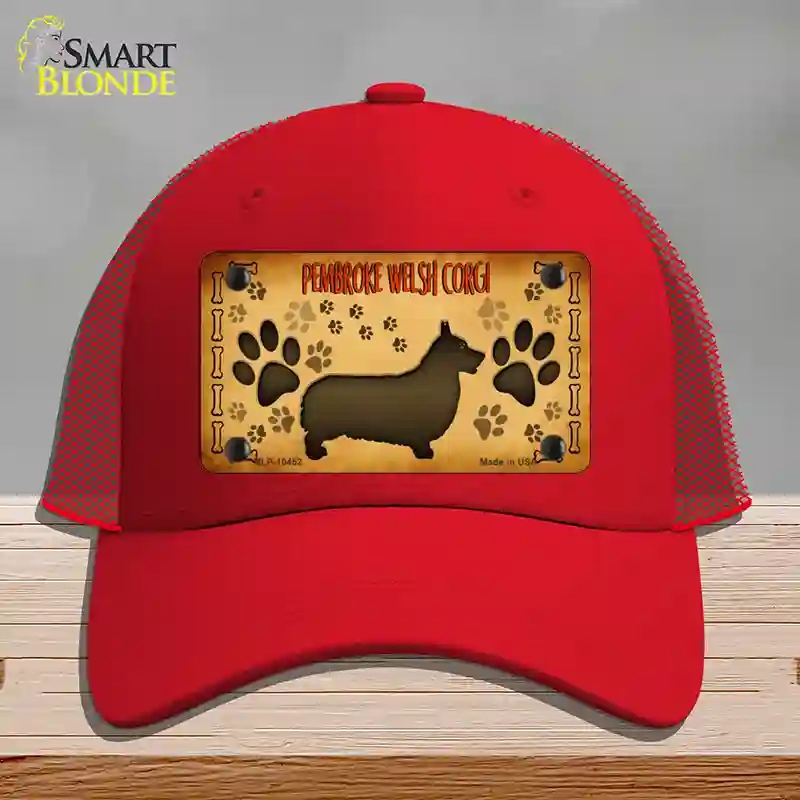 HAT17-MLP-10452 Pembroke Welsh Corgi Novelty License Plate Hat, Mesh - Red