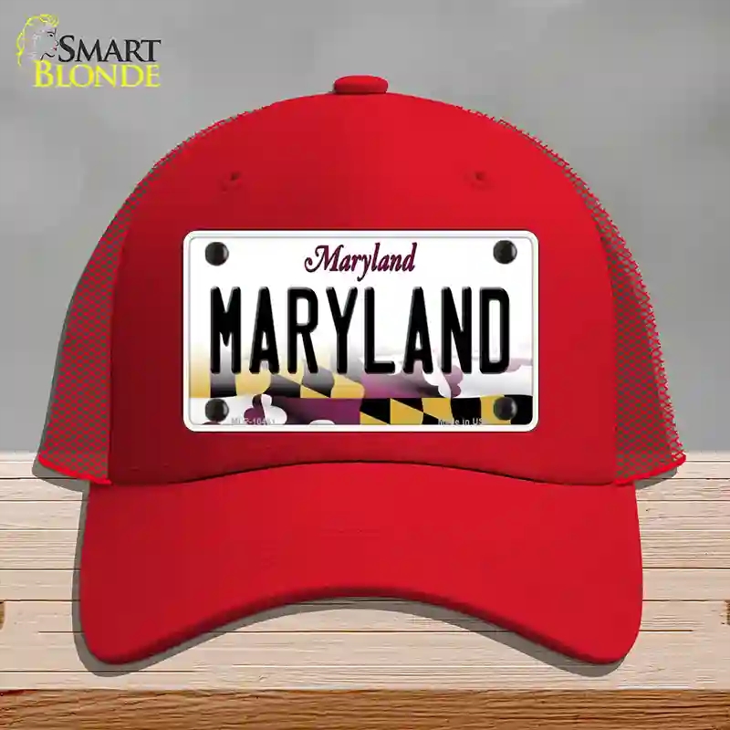 HAT17-MLP-10461 Maryland State MD Novelty License Plate Hat, Mesh - Red
