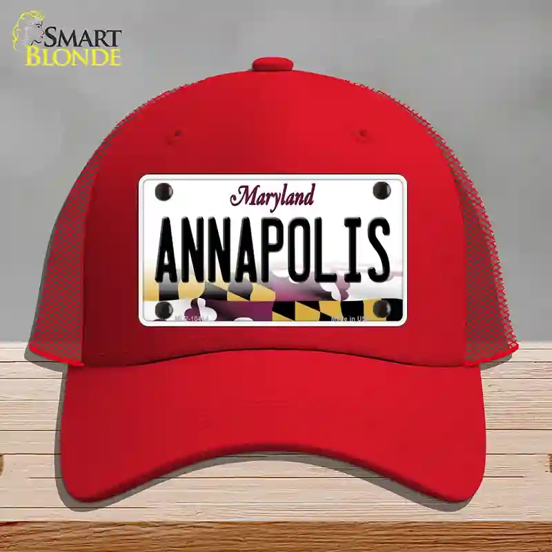 HAT17-MLP-10464 Annapolis Maryland Novelty License Plate Hat, Mesh - Red