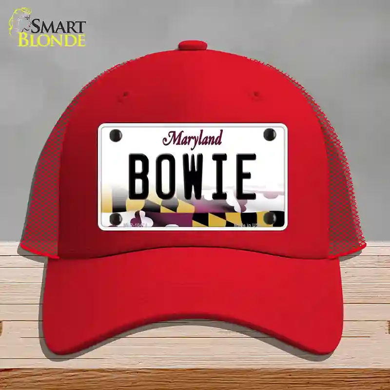 HAT17-MLP-10474 Bowie Maryland Novelty License Plate Hat, Mesh - Red