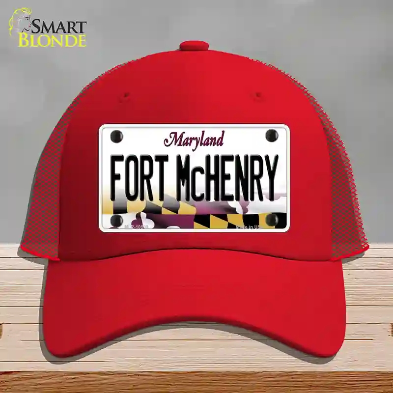 HAT17-MLP-10509 Fort McHenry Maryland Novelty License Plate Hat, Mesh - Red