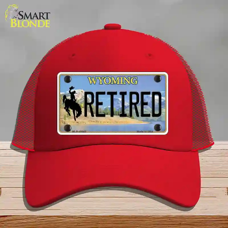 HAT17-MLP-10543 Retired Wyoming Novelty License Plate Hat, Mesh - Red