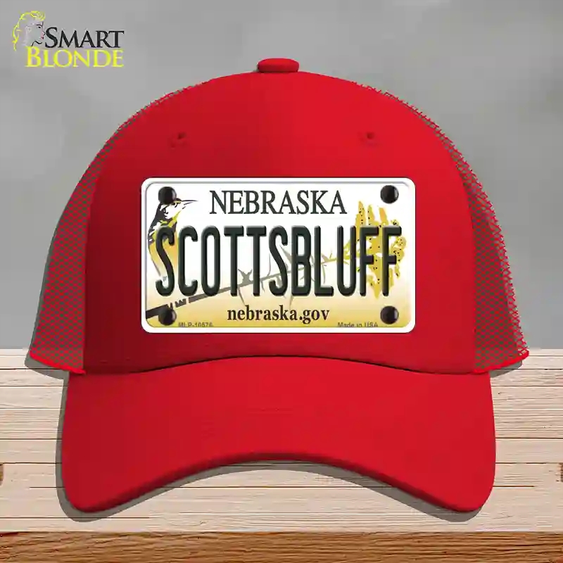 HAT17-MLP-10576 Scottsbluff Nebraska Novelty License Plate Hat, Mesh - Red