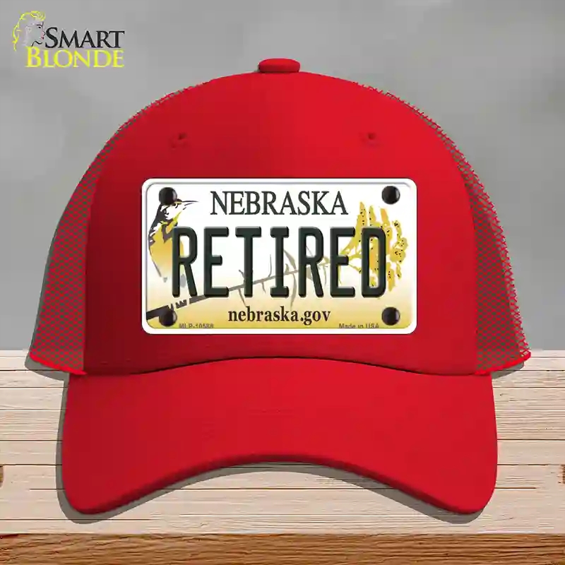 HAT17-MLP-10588 Retired Nebraska Novelty License Plate Hat, Mesh - Red