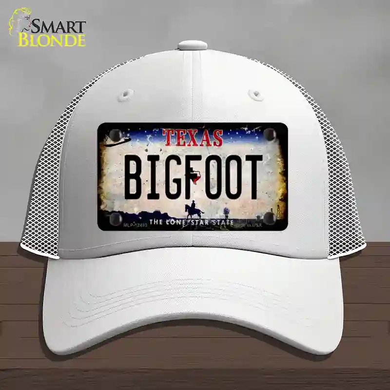 HAT19-MLP-12493 Bigfoot Texas Novelty License Plate Hat, Mesh - White
