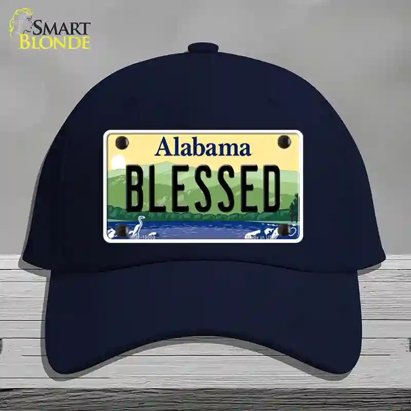 HAT20-MLP-10009 Blessed Alabama Novelty License Plate Hat, Cotton - Navy