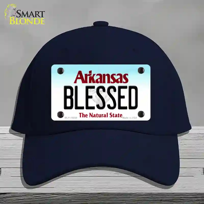 HAT20-MLP-10056 Blessed Arkansas Novelty License Plate Hat, Cotton - Navy