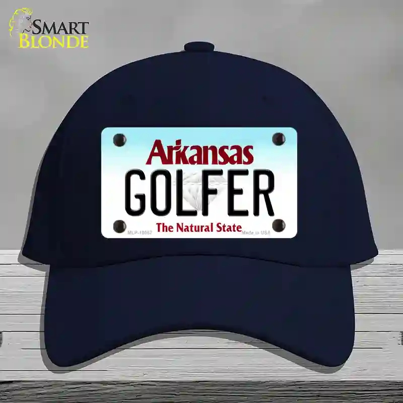 HAT20-MLP-10057 Golfer Arkansas Novelty License Plate Hat, Cotton - Navy