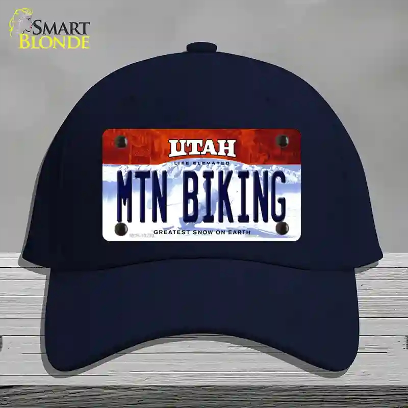 HAT20-MLP-10233 Mtn Biking Utah Novelty License Plate Hat, Cotton - Navy
