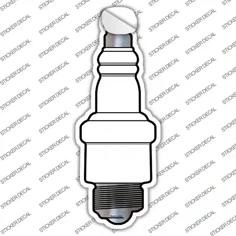 J-001s-S White Novelty Spark Plug Sticker Decal, Small