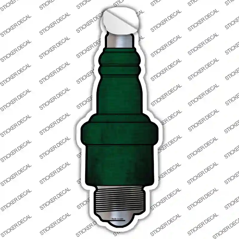 J-004s-XL Green Oil Rubbed Novelty Spark Plug Sticker Decal, Extra Large