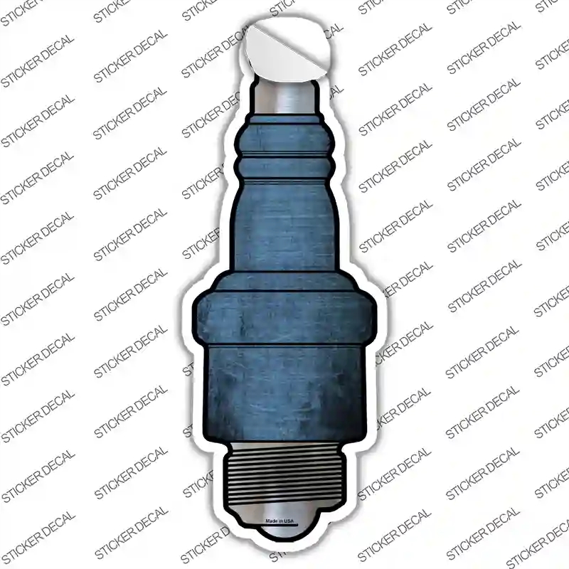 J-012s-S Light Blue Oil Rubbed Novelty Spark Plug Sticker Decal, Small