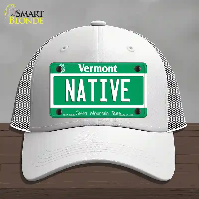 HAT19-MLP-10688 Native Vermont Novelty License Plate Hat, Mesh - White