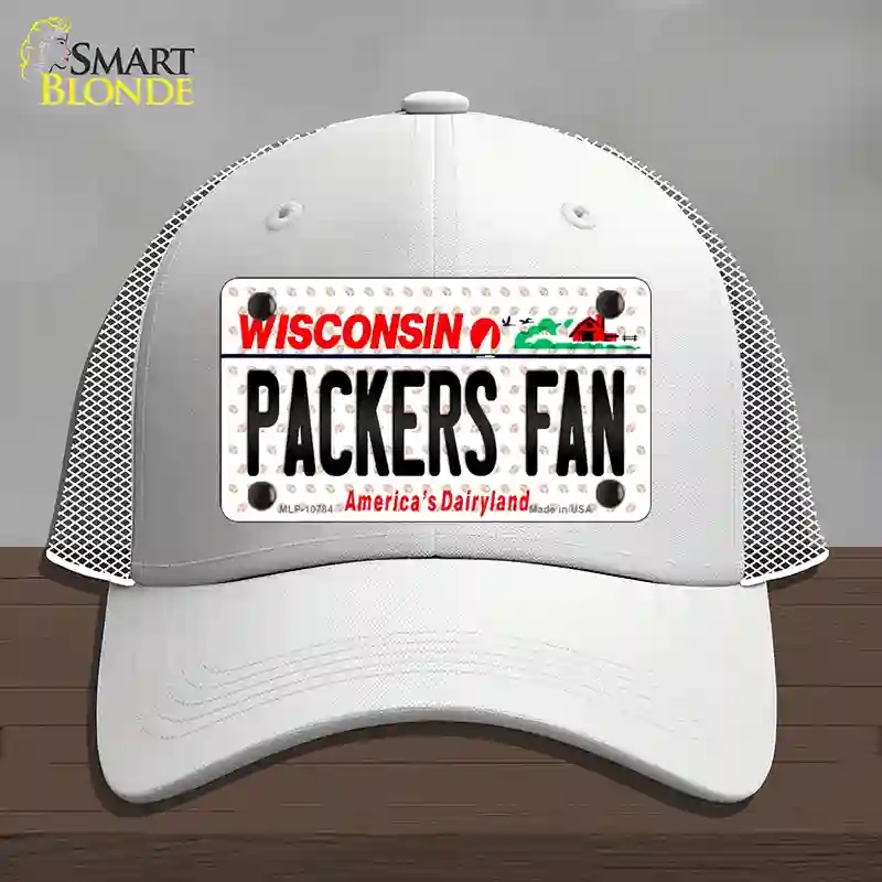 HAT19-MLP-10784 Packers Fan Wisconsin Novelty License Plate Hat, Mesh - White