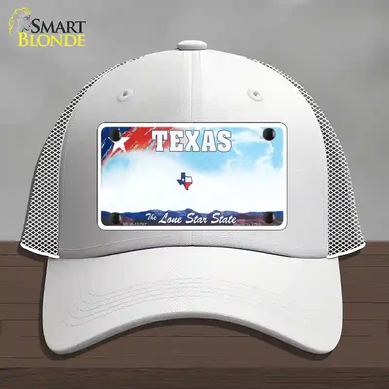 HAT19-MLP-10787 Texas   State Novelty License Plate Hat, Mesh - White
