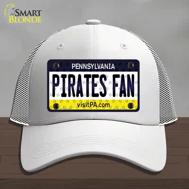 HAT19-MLP-10789 Pirates Fan Pennsylvania Novelty License Plate Hat, Mesh - White
