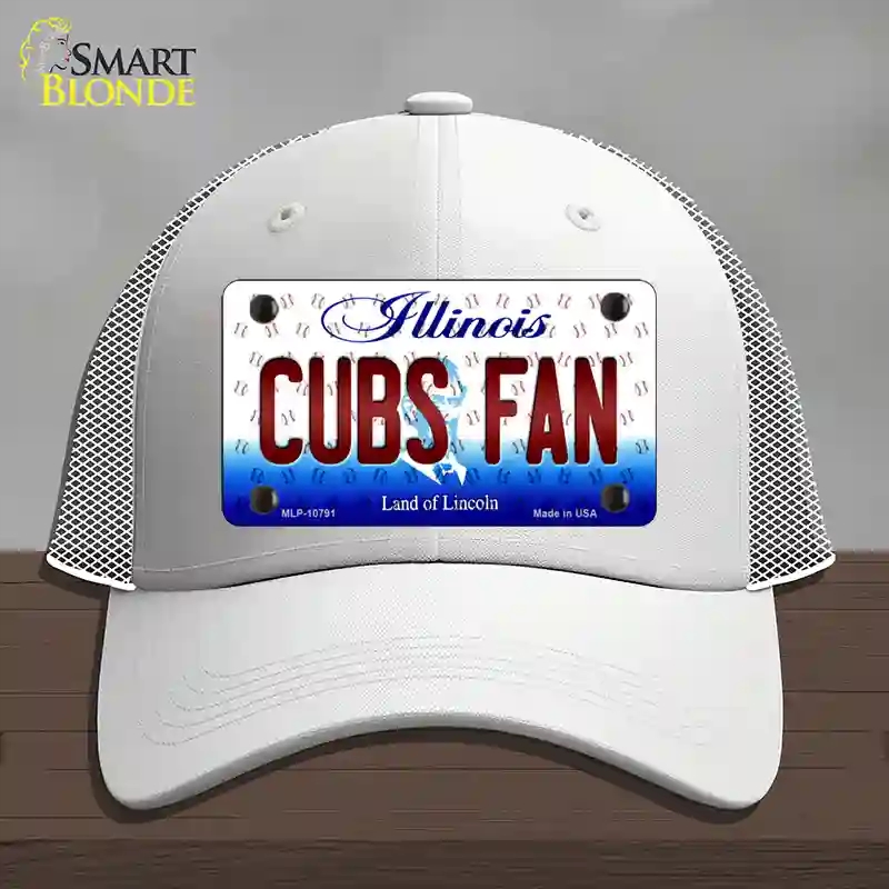 HAT19-MLP-10791 Cubs Fan Illinois Novelty License Plate Hat, Mesh - White