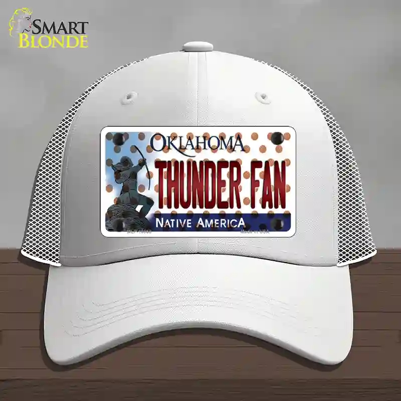HAT19-MLP-10868 Thunder Fan Oklahoma Novelty License Plate Hat, Mesh - White
