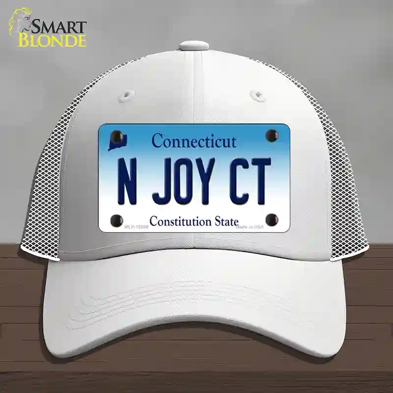 HAT19-MLP-10890 N Joy CT Connecticut Novelty License Plate Hat, Mesh - White