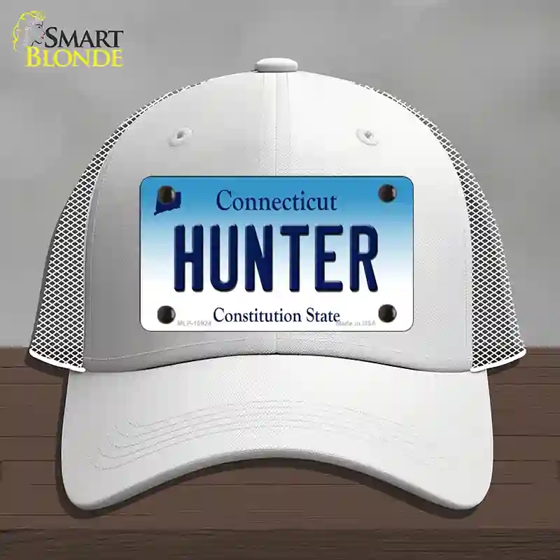HAT19-MLP-10924 Hunter Connecticut Novelty License Plate Hat, Mesh - White