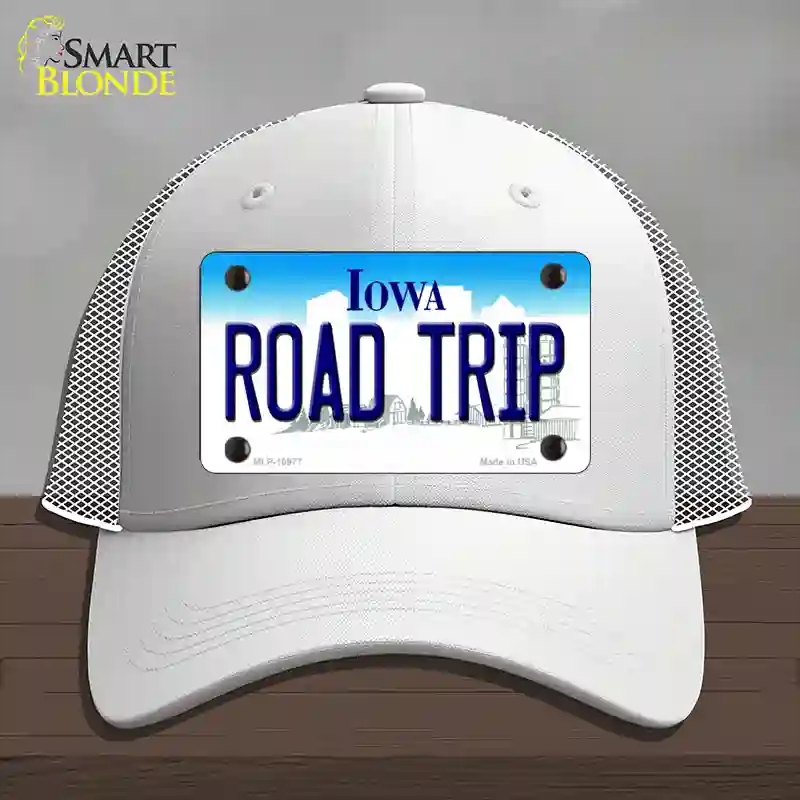 HAT19-MLP-10977 Road Trip Iowa Novelty License Plate Hat, Mesh - White