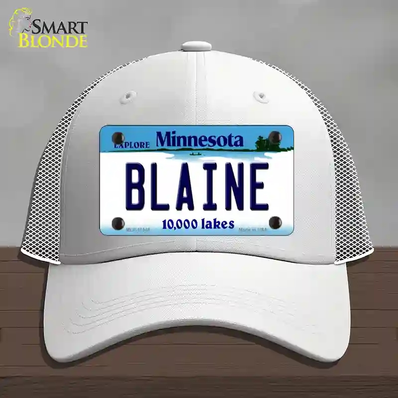 HAT19-MLP-11048 Blaine Minnesota State Novelty License Plate Hat, Mesh - White