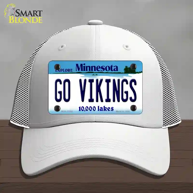 HAT19-MLP-11052 Go Vikings Minnesota Novelty License Plate Hat, Mesh - White