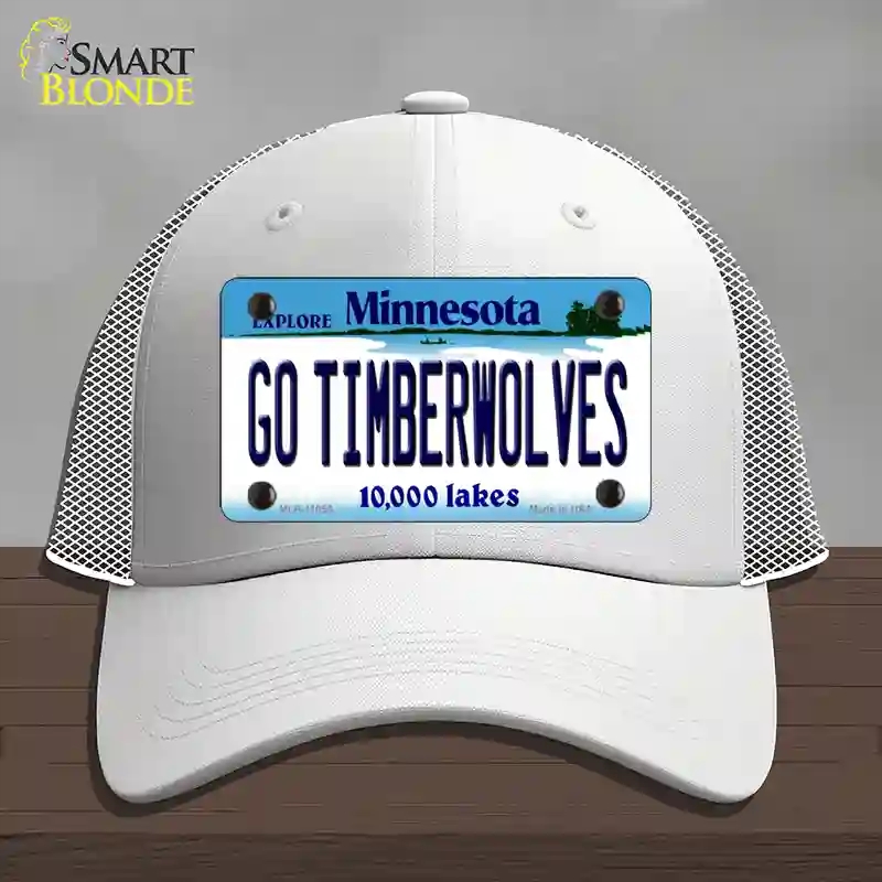 HAT19-MLP-11055 Go Timberwolves Minnesota State Novelty License Plate Hat, Mesh - White